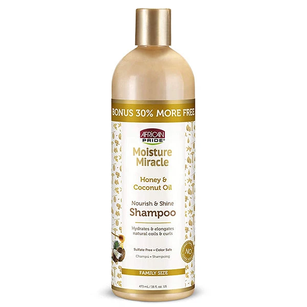 African Pride Moisture Miracle Honey & Coconut Oil Nourish & Shine Shampoo 12oz 2 African Pride Moisture Miracle Honey & Coconut Oil Nourish & Shine Shampoo 12oz - Image 2