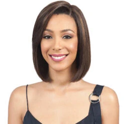 Bobbi Boss 100% Human Hair Sleek Bob Lace Front Wig - MHLF405 HH FLORA (5 Inch Deep Part)
