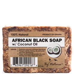 By Natures African Black Soap With Coconut Oil 3.5oz