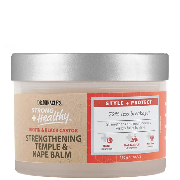 Dr. Miracles Strong + Healthy Biotin & Black Caster Strengthening Temple & Nape Balm 6oz 1 Dr. Miracles Strong + Healthy Biotin & Black Caster Strengthening Temple & Nape Balm 6oz