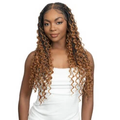 Janet Collection Melt Human Hair Blend 360 13x6 Glueless HD Lace Frontal Wig - BOHO BOX BRAID 28