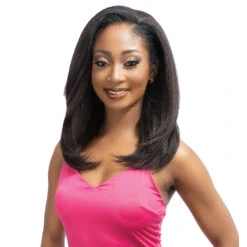 Janet Collection Remy Illusion Human Hair Blend Half Wig - RHEA