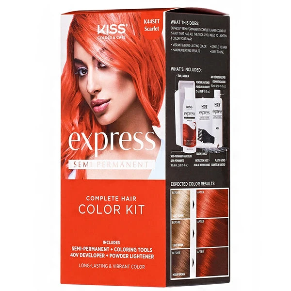 Kiss Colors & Care K44SET Scarlet Express Semi-Permanent Complete Hair Color Kit 1 Kiss Colors & Care K44SET Scarlet Express Semi-Permanent Complete Hair Color Kit