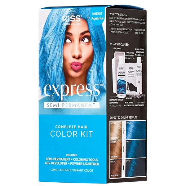 Kiss Colors & Care K68SET Aquarius Express Semi-Permanent Complete Hair Color Kit 1 Kiss Colors & Care K68SET Aquarius Express Semi-Permanent Complete Hair Color Kit