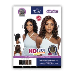 Mane Concept Trill 100% Human Hair 13x4 Glueless HD Lace Wig - TRP2103 LOOSE DEEP 16 -Wigs Online Shop mane concept trill 100 human hair 13x4 glueless hd lace wig trp2103 loose deep 16 2