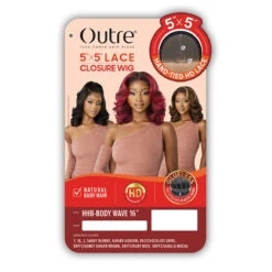 Outre 100% Human Hair Blend 5x5 Glueless HD Lace Closure Wig - HHB BODY WAVE 16 -Wigs Online Shop outre 100 human hair blend 5x5 glueless hd lace closure wig hhb body wave 16 5