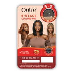 Outre 100% Human Hair Blend 5x5 Glueless HD Lace Closure Wig - HHB NATURAL YAKI 14 -Wigs Online Shop outre 100 human hair blend 5x5 glueless hd lace closure wig hhb natural yaki 14 5