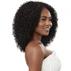 Outre Big Beautiful 100% Human Hair Premium Blend U Part Cap Leave Out Wig - AFRO CURLS 16 -Wigs Online Shop outre big beautiful human blend u part cap leave out wig afro curls 16 2