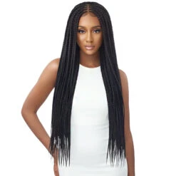Outre Pre-Braided Synthetic Hair HD Lace Wig - MIDDLE PART FEED-IN BOX BRAIDS 36 (4x4 Lace Frontal)