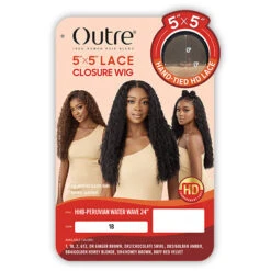 Outre 100% Human Hair Blend 5x5 HD Lace Closure Wig - HHB PERUVIAN WATER WAVE 24 -Wigs Online Shop outre human hair blend hhb perubian water wave 24 lace closure wig 5 230411013101