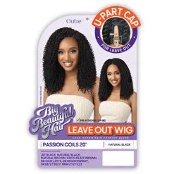 Outre Big Beautiful 100% Human Hair Premium Blend U Part Cap Leave Out Wig - PASSION COILS 20 -Wigs Online Shop outre human hair blend u part cap leave out wig passion coils 20 5