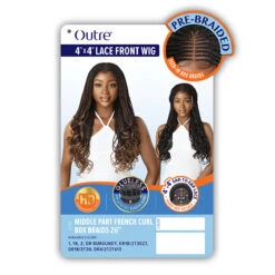 Outre Pre-Braided Synthetic Glueless HD Lace Wig - MIDDLE PART FRENCH CURL BOX BRAIDS 26 (4x4 Lace Frontal) 9 Outre Pre-Braided Synthetic Glueless HD Lace Wig - MIDDLE PART FRENCH CURL BOX BRAIDS 26 (4x4 Lace Frontal) -Wigs Online Shop outre pre braided synthetic glueless hd lace wig middle part french curl box braids 26 4x4 lace frontal 4