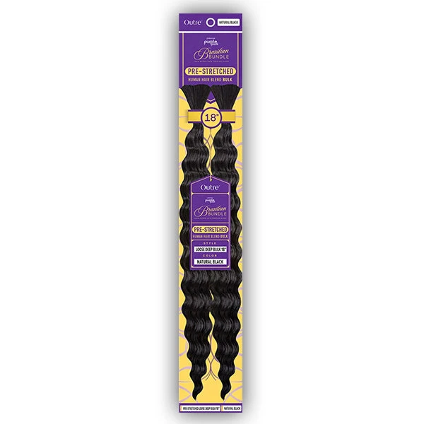 Outre Purple Pack Brazilian Bundle Human Hair Blend Pre Stretched Braid - LOOSE DEEP BULK 18 1 Outre Purple Pack Brazilian Bundle Human Hair Blend Pre Stretched Braid - LOOSE DEEP BULK 18
