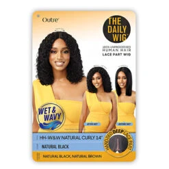 Outre The Daily Wig WET & WAVY 100% Unprocessed Human Hair Lace Part Wig - HH W&W NATURAL CURLY 14 9 Outre The Daily Wig WET & WAVY 100% Unprocessed Human Hair Lace Part Wig - HH W&W NATURAL CURLY 14 -Wigs Online Shop outre the daily wet wavy human lace part wig hh ww natural curly 14 4
