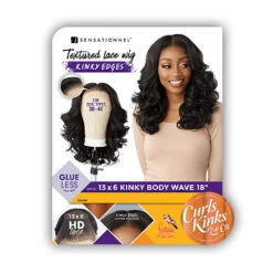 Sensationnel Curls Kinks & Co Synthetic Hair 13x6 Glueless HD Lace Wig - KINKY BODY WAVE 18 -Wigs Online Shop sensationnel curls kinks co synthetic hair 13x6 glueless hd lace wig kinky body wave 18 5