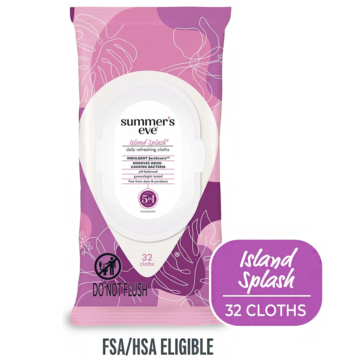 Summer's Eve Daily Refreshing Cloths - Island Splash 32 Cloths 1 Summer's Eve Daily Refreshing Cloths - Island Splash 32 Cloths